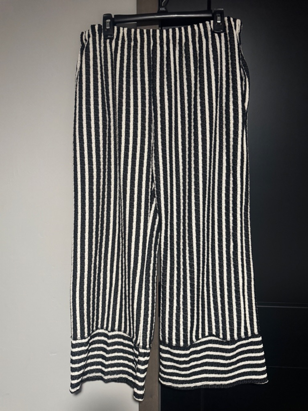 HEIMISH USA Black and White Striped Wide-Leg Knit Pants 2X